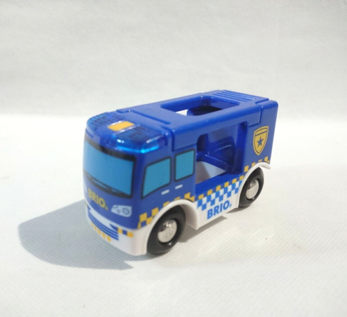 Wooden Railway Train - Genuine BRIO Police Van 33825 - Thomas Learning Curve - Picture 1 of 4