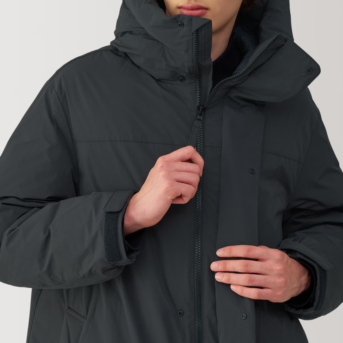 MUJI Labo Mens Hooded Down Coat Black FedEx | eBay