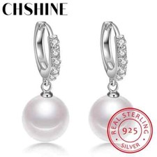 Pendientes de perlas naturales de plata de ley 925 con perlas de agua dulce