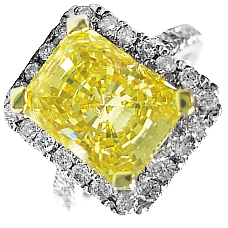 GIA Certified Diamond Fancy Yellow 3.75 Carat Radiant Cut Platinum | eBay
