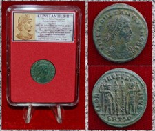 Ancient Roman Empire Coin CONSTANTIUS II Two Roman Soldiers "Glory of The Army"