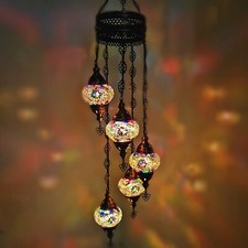 Authentic Turkish Moroccan Glass Mosaic Hanging Lamp Ceiling Light Chandeliers
