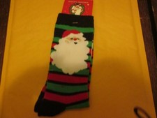 Christmas Holiday Santa Socks Red Black Green White Tan New Size 9-11
