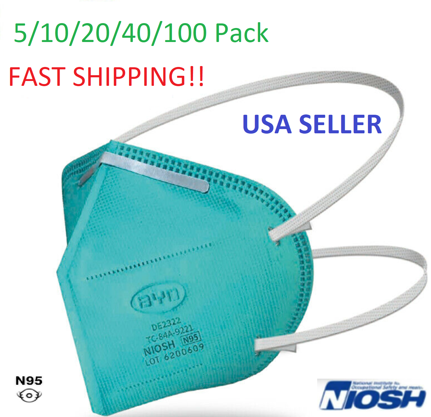 BYD N95 PARTICULATE RESPIRATOR PROTECTIVE DISPOSABLE FOLD FACE MASK