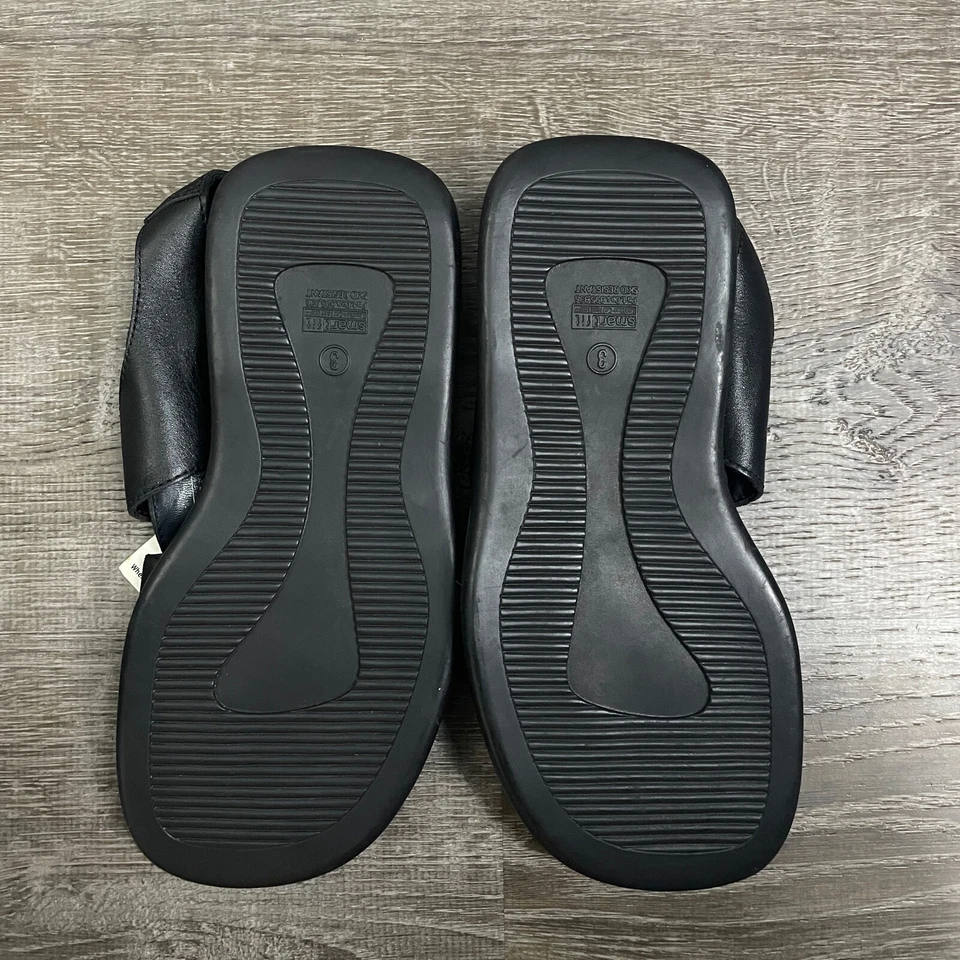 Sandalias planas de cuero negras Smart Fit para niños talla 3 Foto 4 de 4