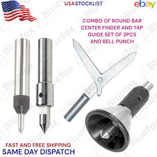 New Round bar center finder,Bell Punch & Spring-Loaded Tap Guide set Bluefox USA