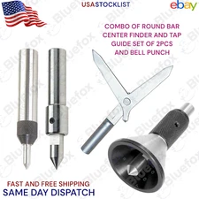 New Round bar center finder,Bell Punch & Spring-Loaded Tap Guide set Bluefox USA