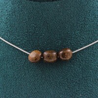 Halskette 3 Perlen Bronzit Aus Brasilien Kette Aus Edelstahl Halskette Damen