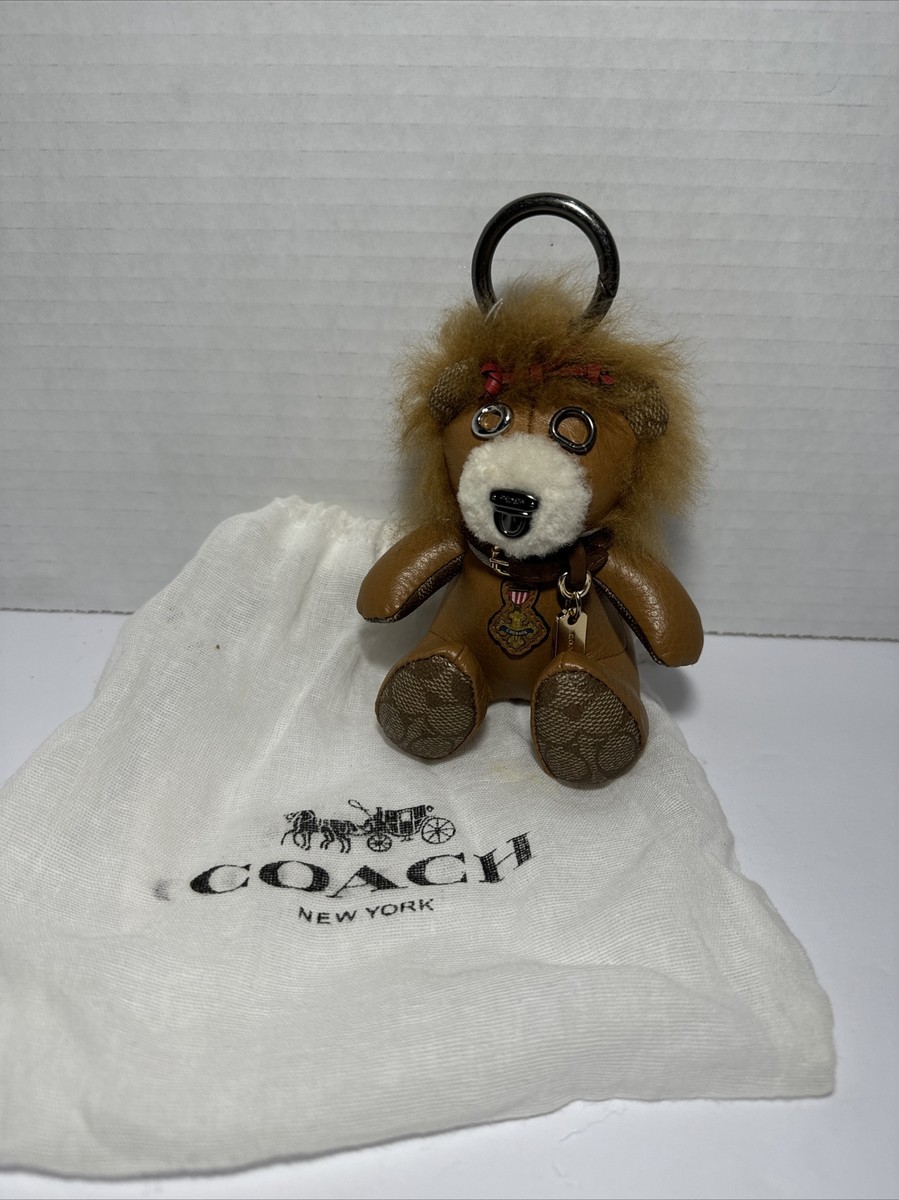 Coach Wizard of Oz Lion NWT Bag Charm Keyring Fob Brown Leather W