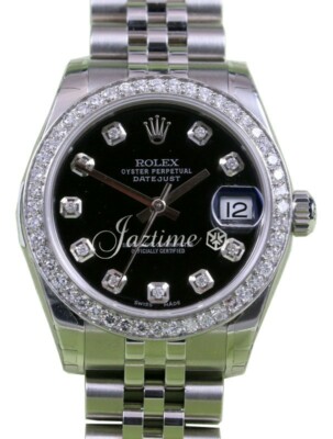 Rolex Datejust 31mm Black Diamond Dial Steel Jubilee Ladies 278240 BRAND NEW