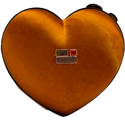 Moschino ゴールド Heart Logo リング ❤️Love Moschino Heart Shaped Box Clutch Bag pouch in satin