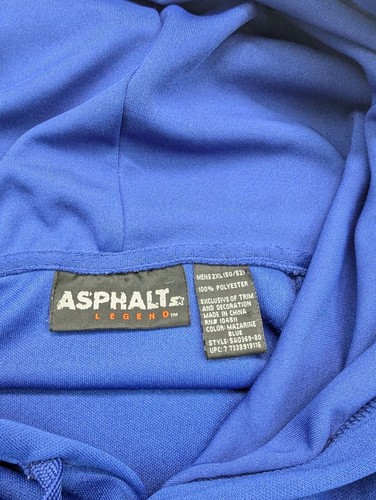 Felpa con cappuccio Asphalt Legend vintage uomo Lrg 50/52 blu pullover nero righe bianche - Foto 9 di 15