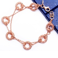 Made In Italy Rose Gold Plated Fancy Circle .925 Sterling Silver Bracelet 7-7.5 on sale Made In Italy Rose Gold Plated Fancy Circle .925 Sterling Silver Bracelet 7-7.5 on sale