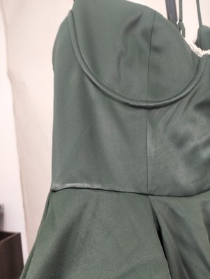 HOUSE OF CB 'Mademoiselle' Forest GreenSatinTulleMidiDress/Size L-US  8-10/CA5963 | eBay