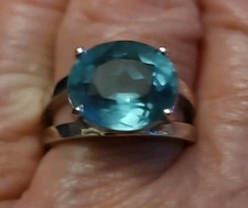 Pretty Sterling Silver, Blue Topaz Ring, Size 7, Mint Condition Must See Gift 