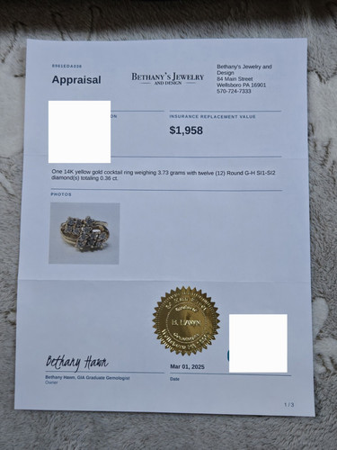 14 Karat Gold 3,73 g Cocktail Ring mit 12 runden GH Diamanten 0,36 ct S1 & S2 Größe 5 - Bild 10 von 10