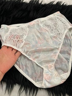 M Vtg Warners LACE ROYALE Floral HIGH CUT Brief PANTY Shiny Pastel 55173 Pink