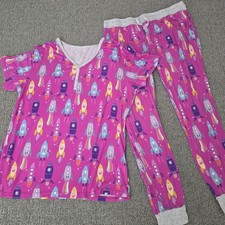 Little Sleepies Organic Cotton Space Explorer Pajama Set Short Sleeve Pants Sz L