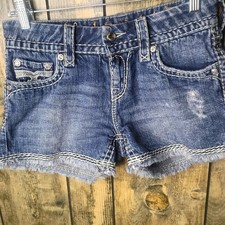 Rock Revival Lavia Easy Short Denim Shorts Womens Size 25 Cut Off Raw Hem...