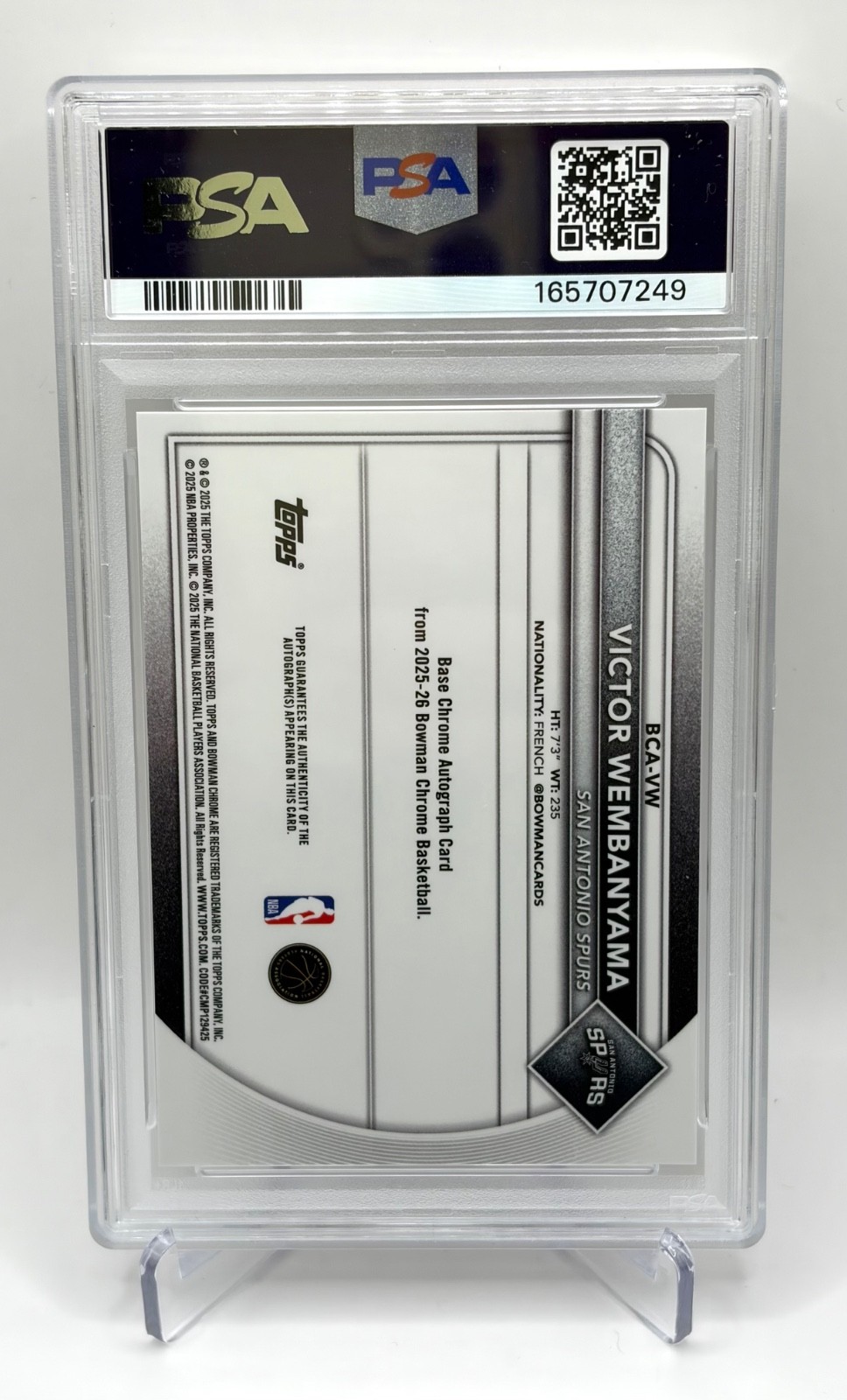2025 Bowman Victor Wembanyama Gold  PSA 10  /50 view 3
