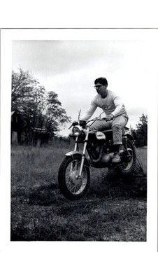 1970s Kawasaki Scrambler Motorcycle Photograph Young Man Rider Dirt Bike Culture