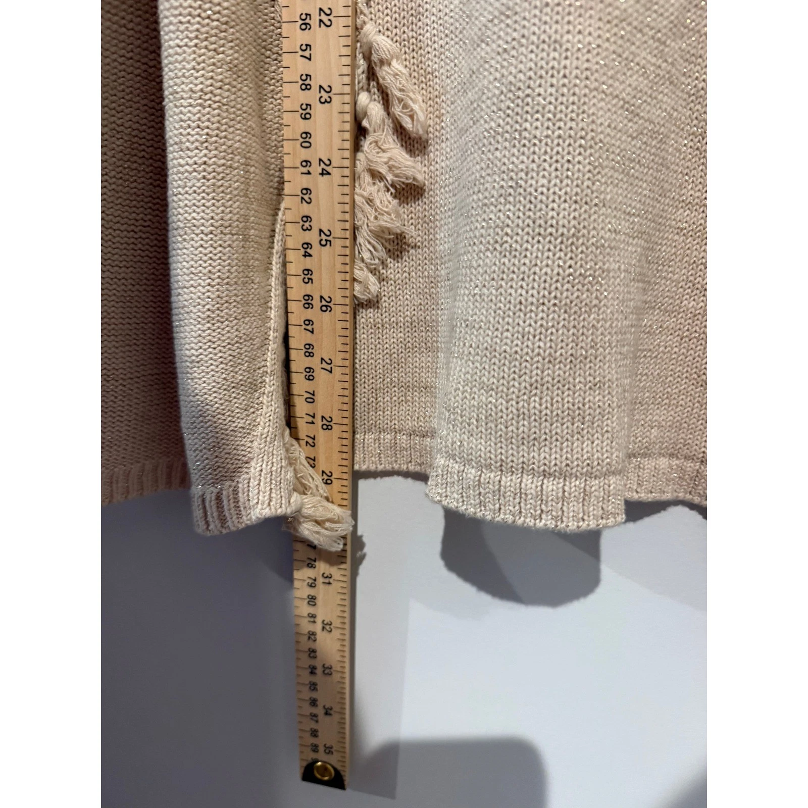 Lilly Pulitzer Tan Tassel Fringe Metallic Shimmer Cardigan Vest XS Layering Boho - product detail image 9