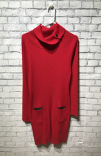 IZ, Women XL, Red Long Sleeve Stretch Pullover Sweater Dress, Cotton Blend