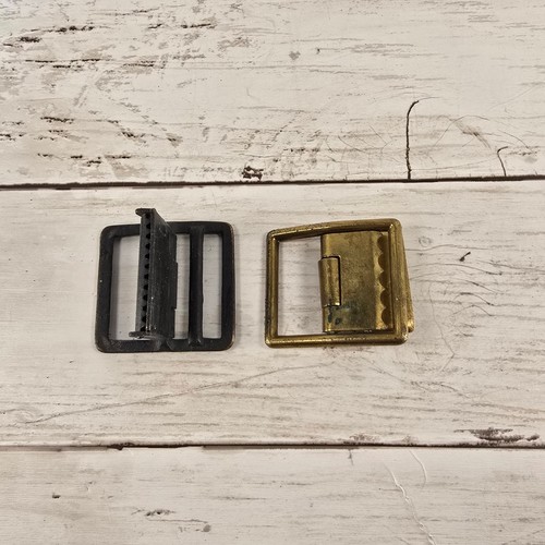 Vintage Metal Cinch Buckles Set Brass and Bronze Replacement Slide Fasteners