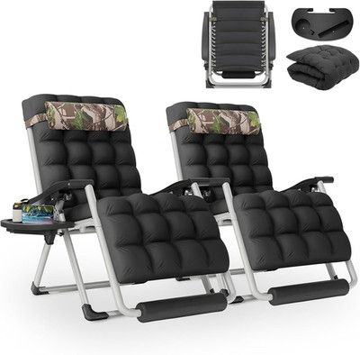 Zero Gravity Lounge Chair Set of 2 with Cushions & Cup Holder for Outdoors