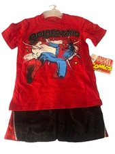 Marvel   Spiderman Boys' Graphic Spidey-Face T- Shirt and Shorts Set Size 6 NWT
