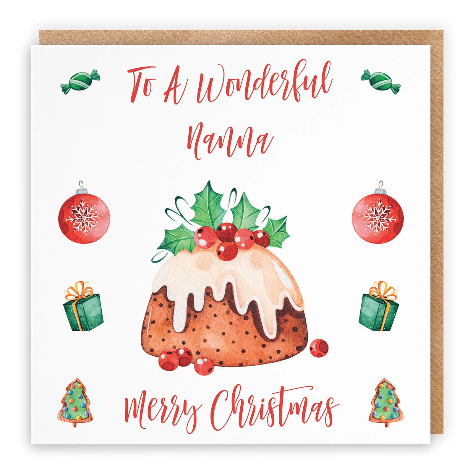 Nanna Christmas Pudding Card