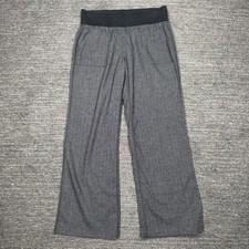 PRANA Mantra Pants Women Medium Wide Leg Hemp Hippie Gray Retreat Yoga W41180478