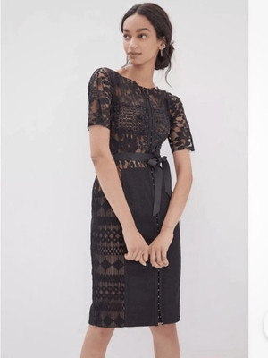 NWT Anthropologie Byron Lars Carissima Sheath Dress Lace Black Size 12