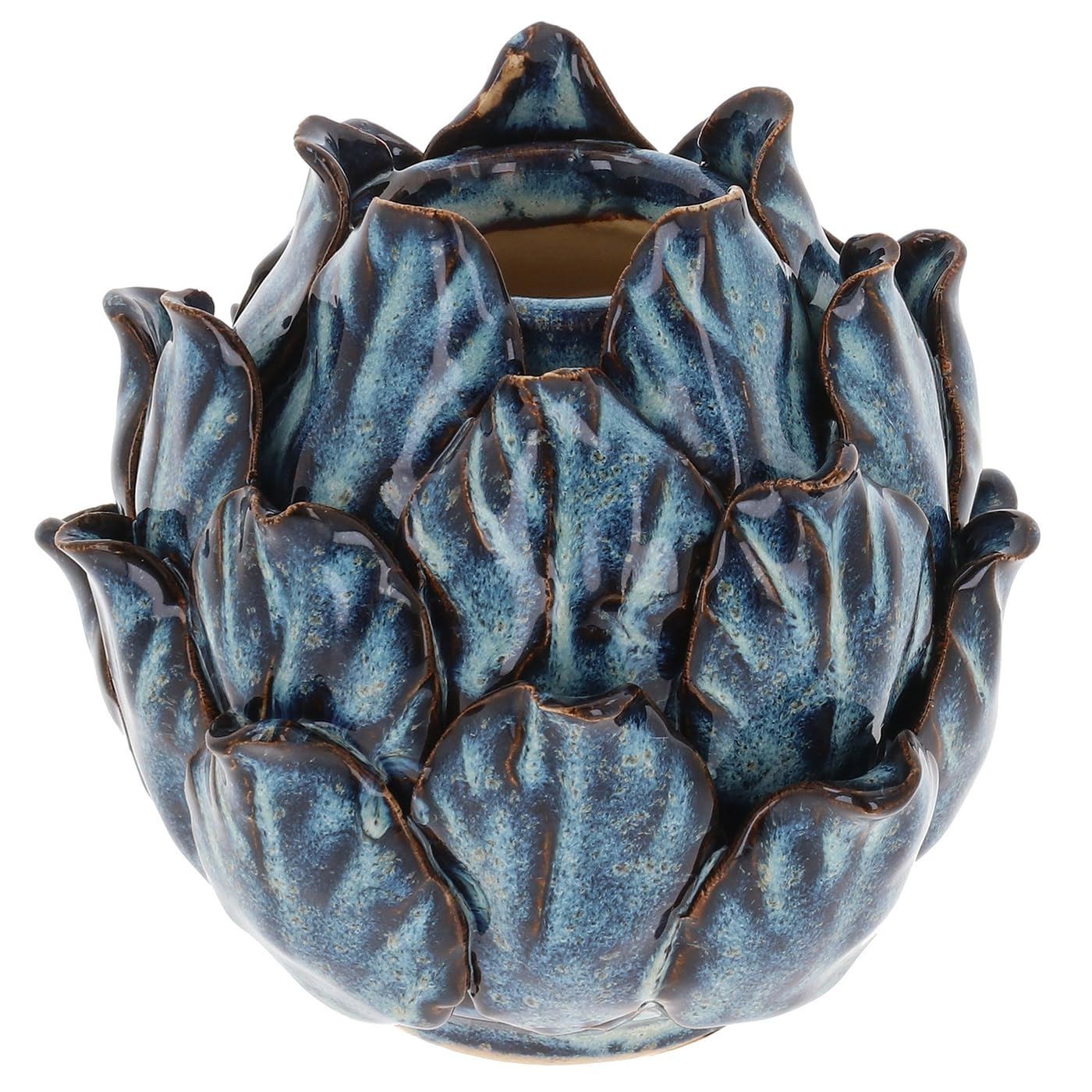 Shudehill Giftware Artichoke Ceramic Bud Vase, Blue Glazed Finish