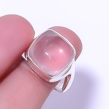 Rose Quartz - Madagascar 925 Sterling Silver Handmade Ring s.9 R7827-71