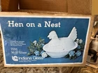 VINTAGE INDIANA GLASS ‘HEN ON NEST’ MILK GLASS NEW IN ORIGINAL BOX - NEVER USED