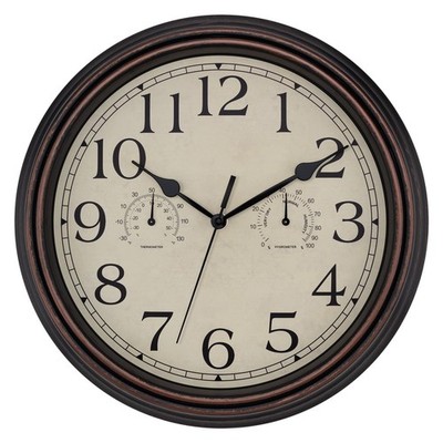 Foxtop Indoor Outdoor Waterproof Wall Clock with Thermometer and Hygrometer C...