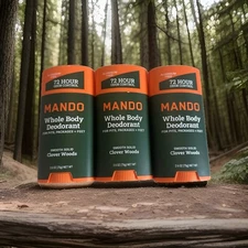 Mando Whole Body Deodorant Smooth Solid Clover Wood - LOT OF 3 FREE SHIPPING