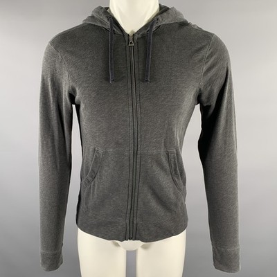 JAMES PERSE Hoodie Mit Reißverschluss Größe XS Grau Meliert Supima Baumwolle