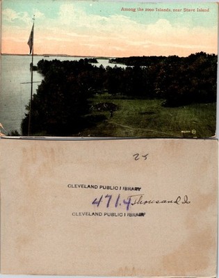 Vintage Postcard of Cleveland Public Library Near Stave Island and 1000 Islands