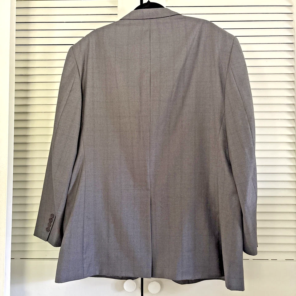 Joseph A Bank Signature Gold 2 Piece Suit Mens 50L 42X31 Gray Wool Muted Plaid - Image 3 of 4