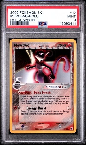 PSA 9 Mewtwo Holo Delta Species 12/113 Graded Pokemon Card