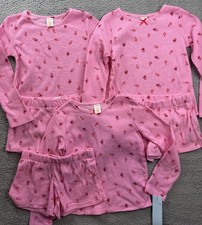 3x Cat  Jack Sleepwear Girls Youth Large 10/12 Christmas Waffle Knit Pajama Set