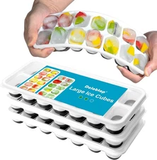 Ice Cube Trays for Freezer - 3 Pack 42 Ice Cubes, Easy to Release Plastic Silico