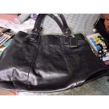 60. Coach Gallery Tote Black Leather Shoulder Bag F17216 Silver Hardware