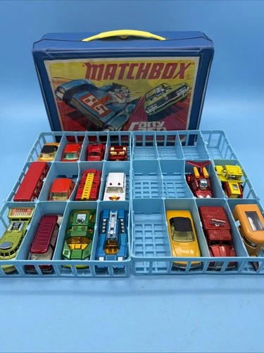 Lot of 17 Vintage 1970's LESNEY MATCHBOX CARS with Vintage Matchbox Case