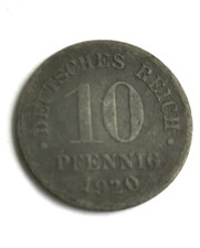 Kaiserreich 10 Reichspfennig 1920 ohne M&uuml;nzzeichen sch&ouml;n