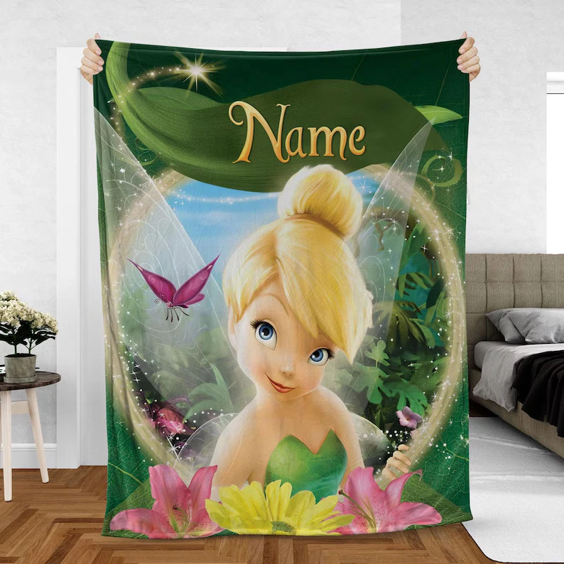 Custom Tinkerbell Blanket, Disney Tinkerbell Fairies Fleece Blanket