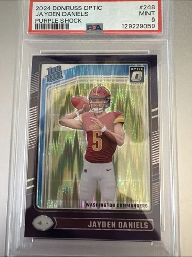 2024 Panini Donruss Optic PSA 9 Rated Rookie Jayden Daniels #248 Purple Shock