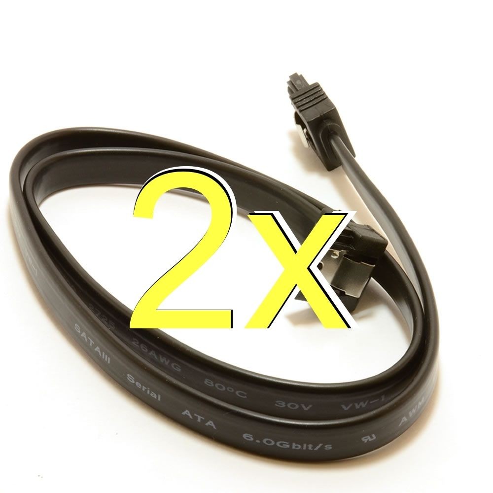 [2 pack] 50cm SATA 3 Locking Plug to Right Angle Plug 6Gb High Speed Cable Lead